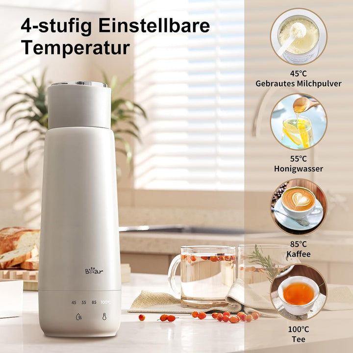 Bear 300ml 4-Temperatur Elektrischer Wasserkocher 3-in-1 Reise Elektrischer Wasserkocher Doppelschic