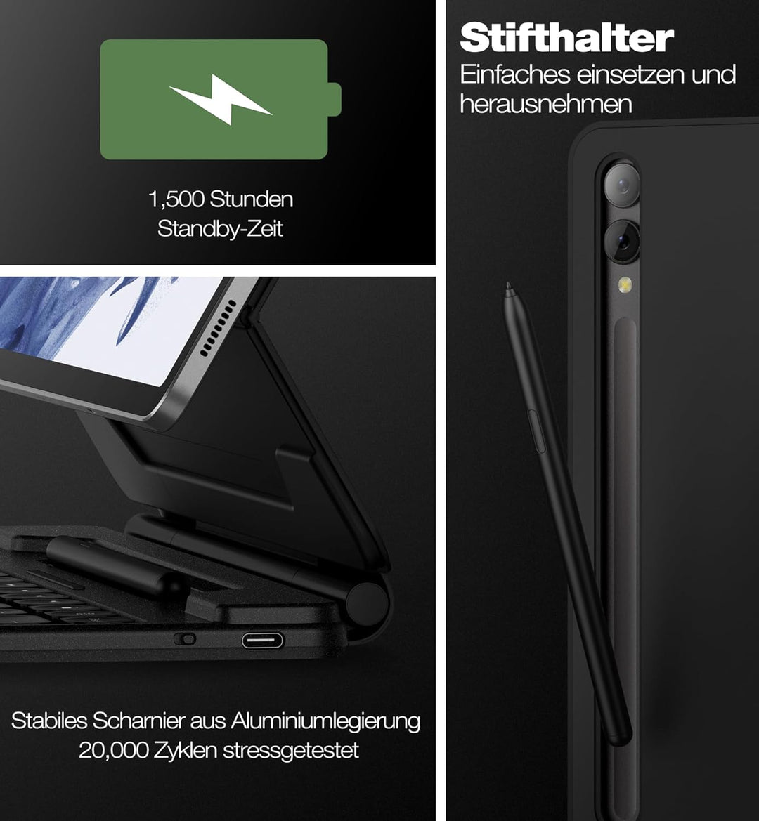 Dexnor Tastatur Hülle für Samsung Galaxy Tab S10+ Plus/S9+ Plus/S9 FE+ Plus/S8+ Plus/S7 FE/S7+ Plus