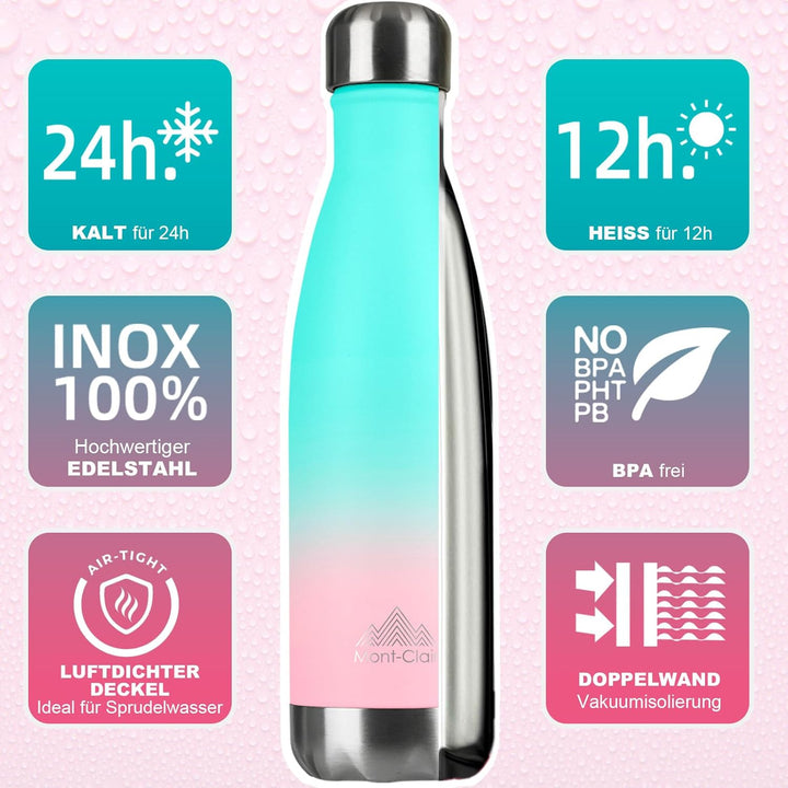 Mont-Clair H2O Trinkflasche Edelstahl - Thermosflasche - BPA-freie - Water Bottle, Edelstahl trinkfl