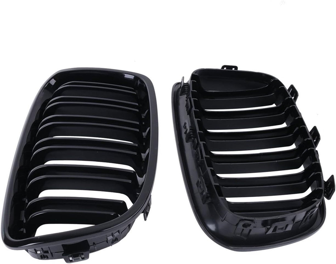 Ricoy Gloss Black 2011-2014 F20 F21 1 Series Sport Kidney Twin Flns Grillrost (Packung à 2 Stück) Sc