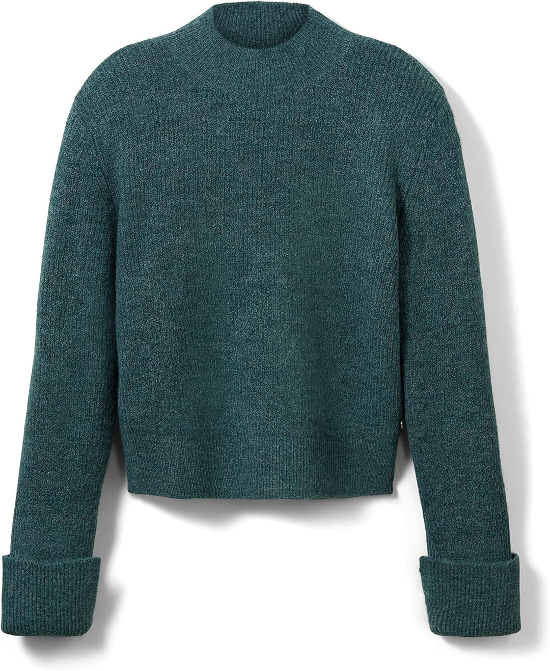 TOM TAILOR Denim Damen Pullover mit umgeschlagenem Ärmel M 30358 - Green Dust Melange, M 30358 - Gre