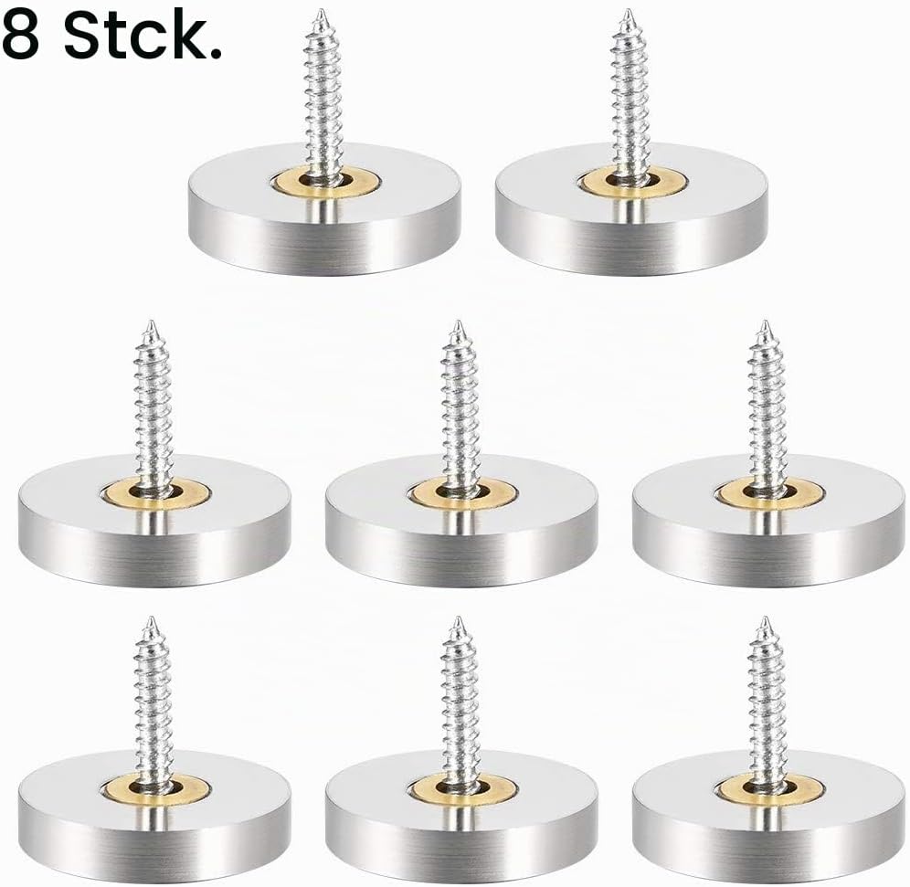 sourcing map 8Stk Spiegel schraube Dekorative Kappen abdeckung Nägel Edelstahl Poliert 25 mm 25mm, 2
