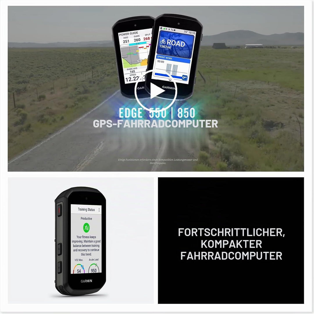 Garmin Edge 550, kompakter GPS-Fahrradcomputer, lebendiges Farbdisplay, fahrradspezifische Kartierun