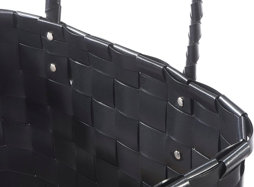 Kobolo Tasche Einkaufstasche Einkaufskorb geflochten Kunststoff Shopper - Noir XXL - schwarz