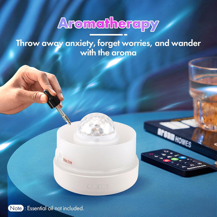 Luftbefeuchter mit Sternenprojektor - 7 Farben LED Nachtlicht & Aromadiffusor - 200ml Tank, 35dB Lei