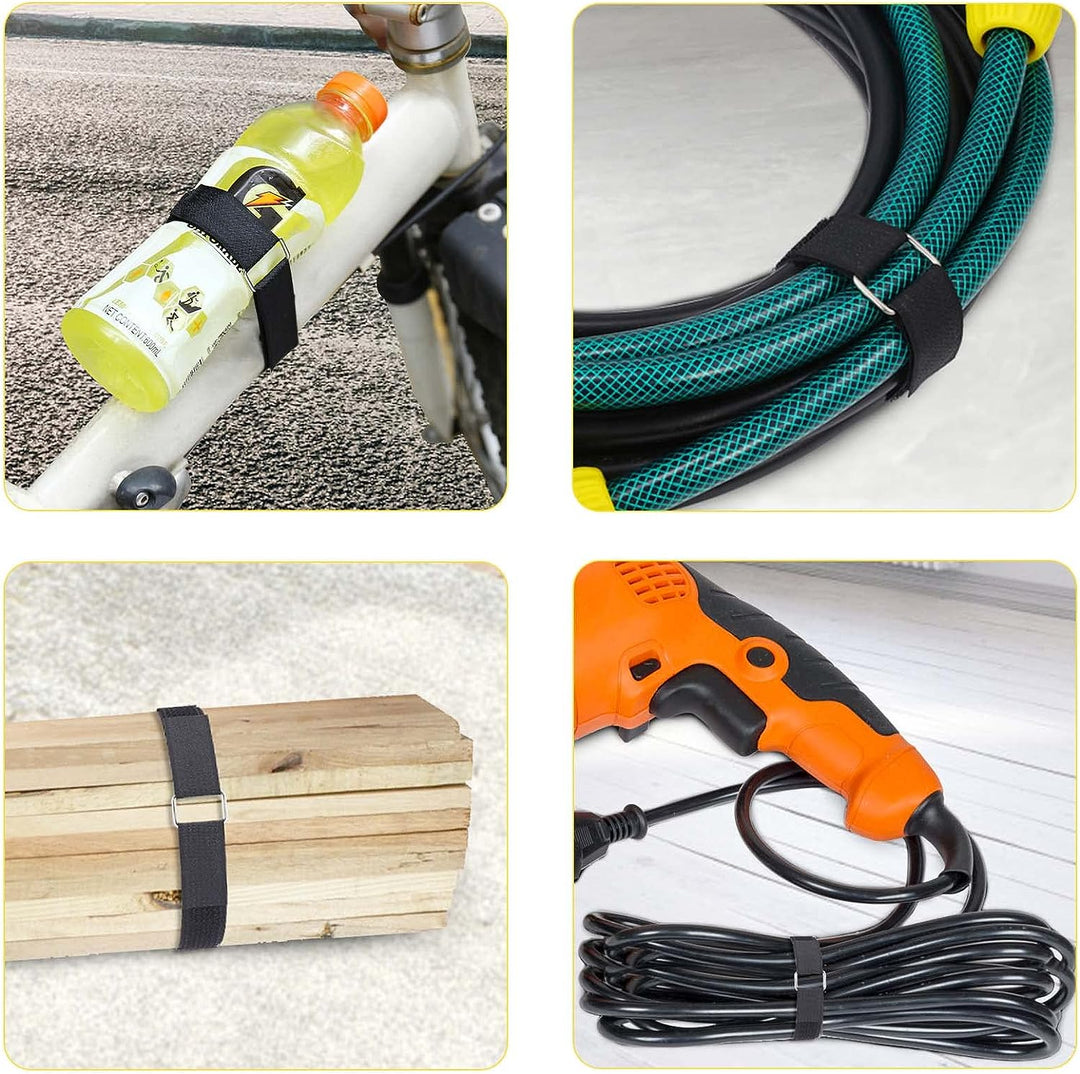 YMCRLUX 10m Klettband mit 50 Metallschnalle, Frei Zuschneidbar Klettverschluss Band - 2.5cm Breit, W