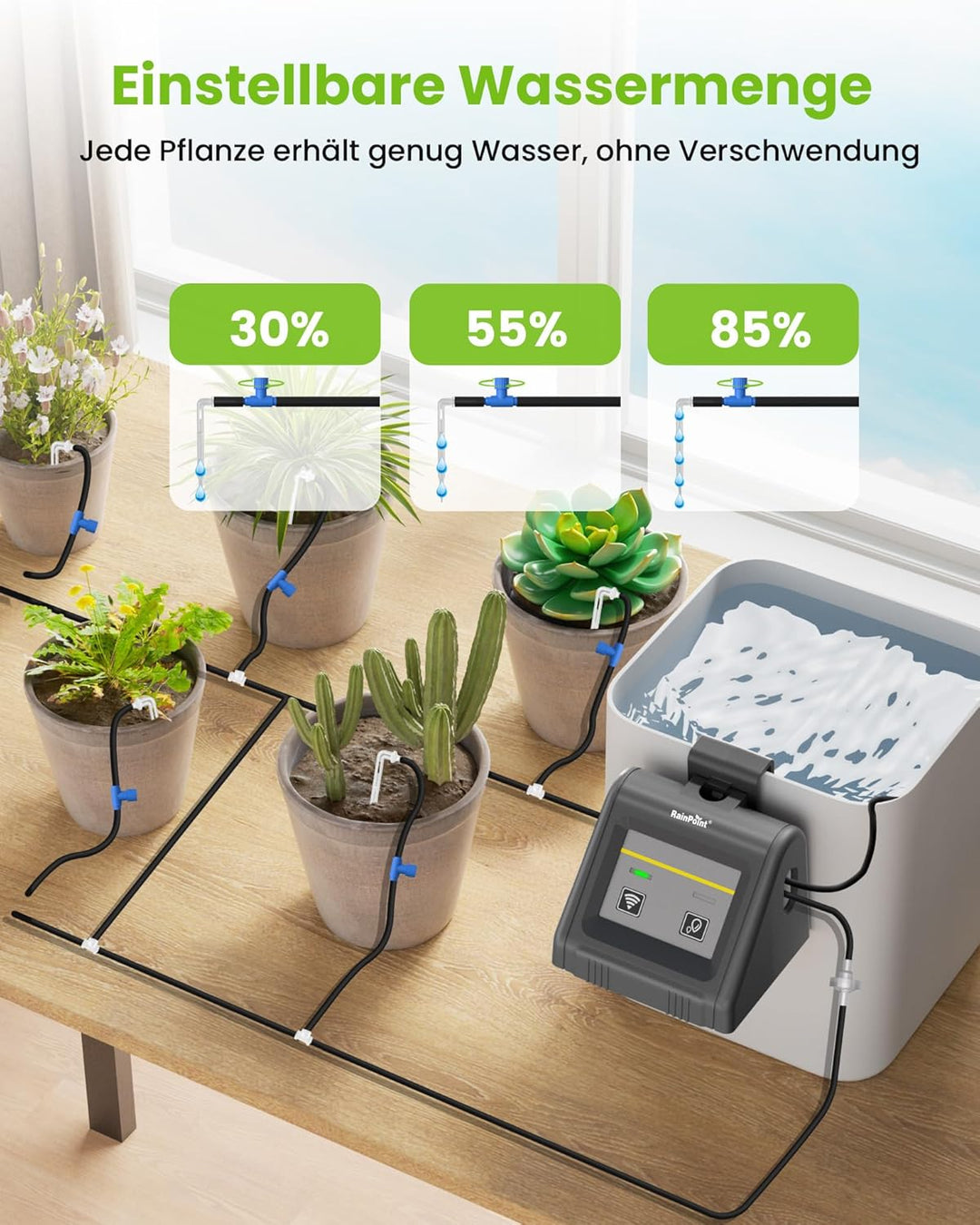 RAINPOINT WiFi Automatisches Bewässerungssystem, Einstellbare Wassermenge, APP-Fernbedienung Automat