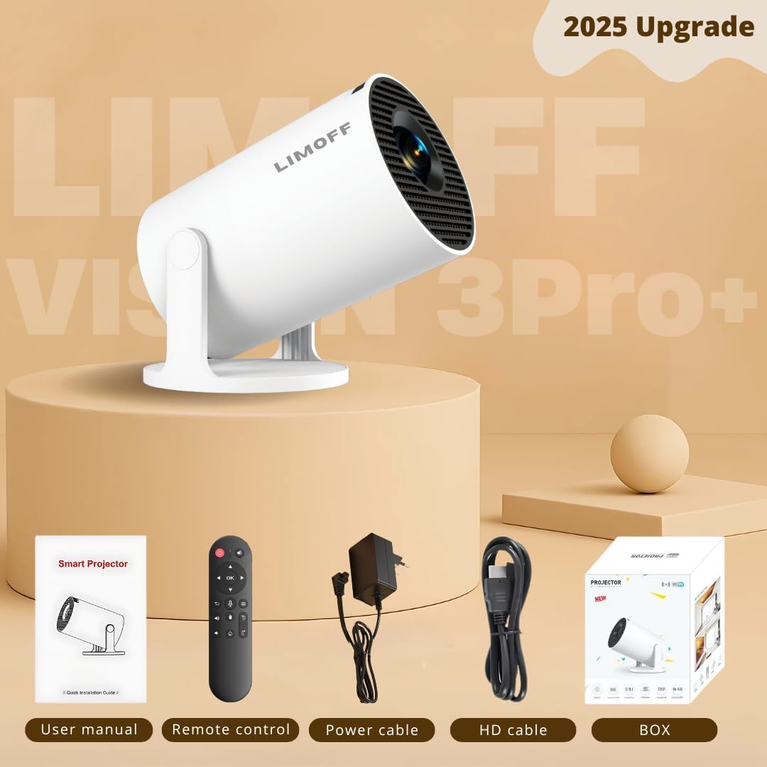 [2025 Neues Modell – inkl. HDMI-Kabel] LIMOFF Hy300Pro+ Mini Beamer – 1080P Full HD Smart Projektor