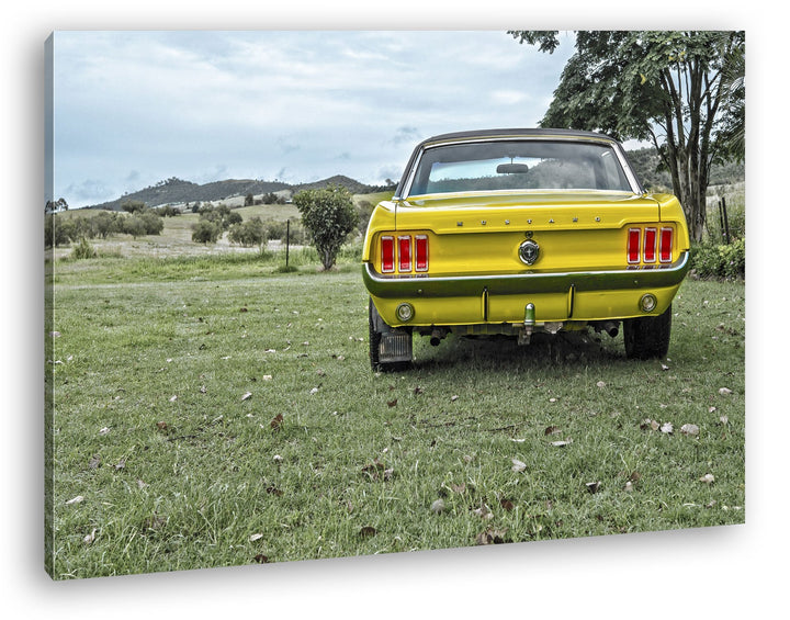deyoli alter Mustang Format: 80x60 als Leinwand, Motiv fertig gerahmt auf Echtholzrahmen, Hochwertig