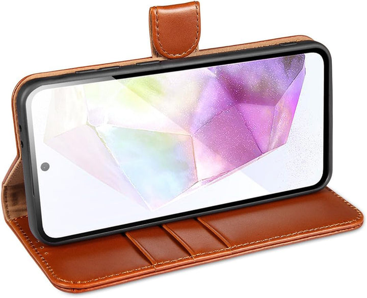 LENSUN Echtleder Hülle für Samsung Galaxy A36, Handyhülle [Echtes Leder][Brieftasche] Handytasche Le