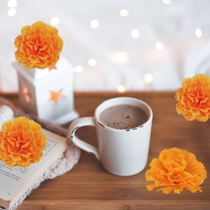 RUSTOO Künstliche Ringelblumen 80 Stück, Seidentuch Ringelblumen Dekorationsset, DIY Ringelblumen Gi