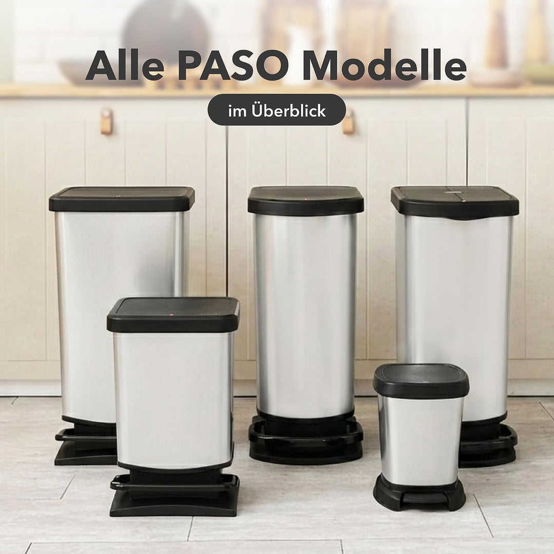 Rotho Paso Mülleimer 20l mit Deckel, Kunststoff (PP recycelt) BPA-frei, blau, 20l (29.3 x 26.6 x 45.