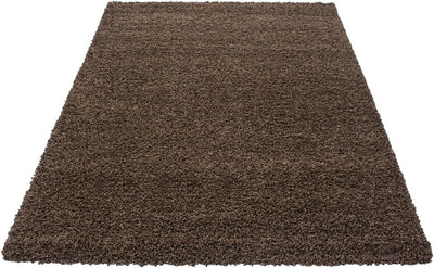 HomebyHome Teppich Wohnzimmer Shaggy Hochflor Braun Läufer 60x110 cm Design - Flauschiger Teppich Sc