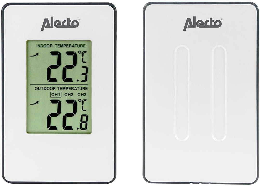 Alecto WS-1050 Wetterstation mit kabellosem Aussensenor - grosses Display - 30m Reichweite - Sensor