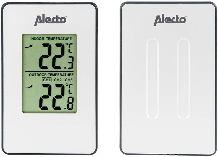 Alecto WS-1050 Wetterstation mit kabellosem Aussensenor - grosses Display - 30m Reichweite - Sensor