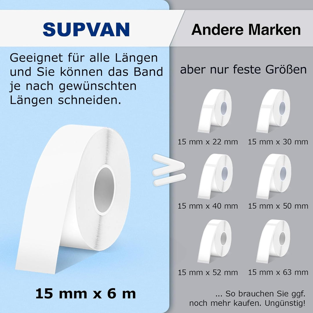 SUPVAN Beschriftungsgerät Selbstklebend, Tragbarer Mini Labeldrucker Etikettiergerät Selbstklebend m
