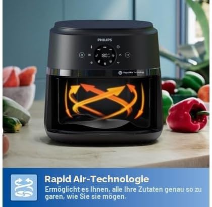 Philips Airfryer Serie 2000 NA231/00 Freidora de Aire 13 en 1 Con Ventana 6.2L 1700W Negra