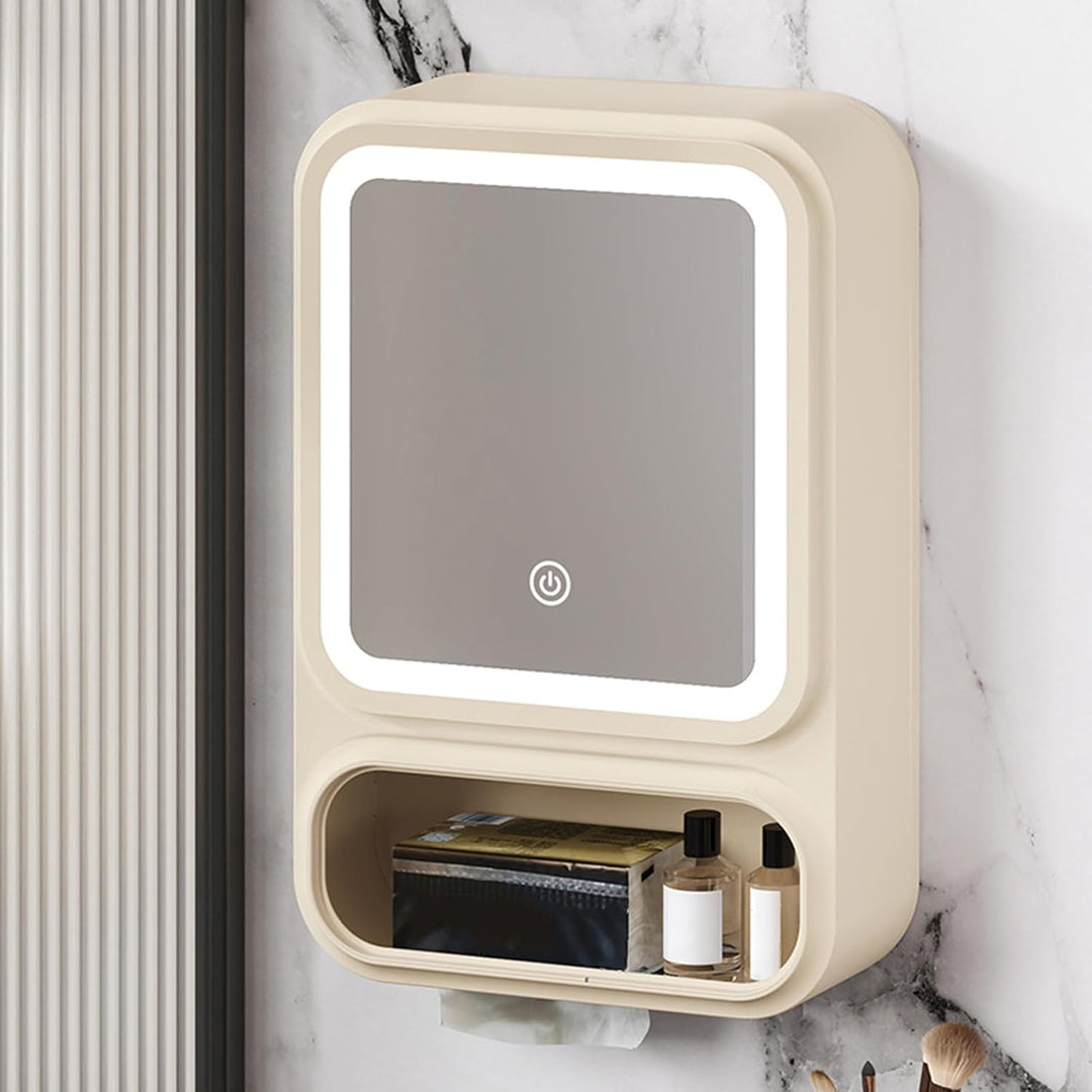 Generisch Bathroom Mirror, Bathroom Wall Cabinet, 16.54x11.02x4.53 Inches, Dimmable LED Lights, Magn