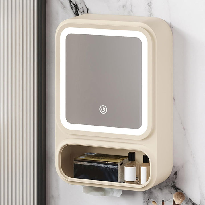 Generisch Bathroom Mirror, Bathroom Wall Cabinet, 16.54x11.02x4.53 Inches, Dimmable LED Lights, Magn