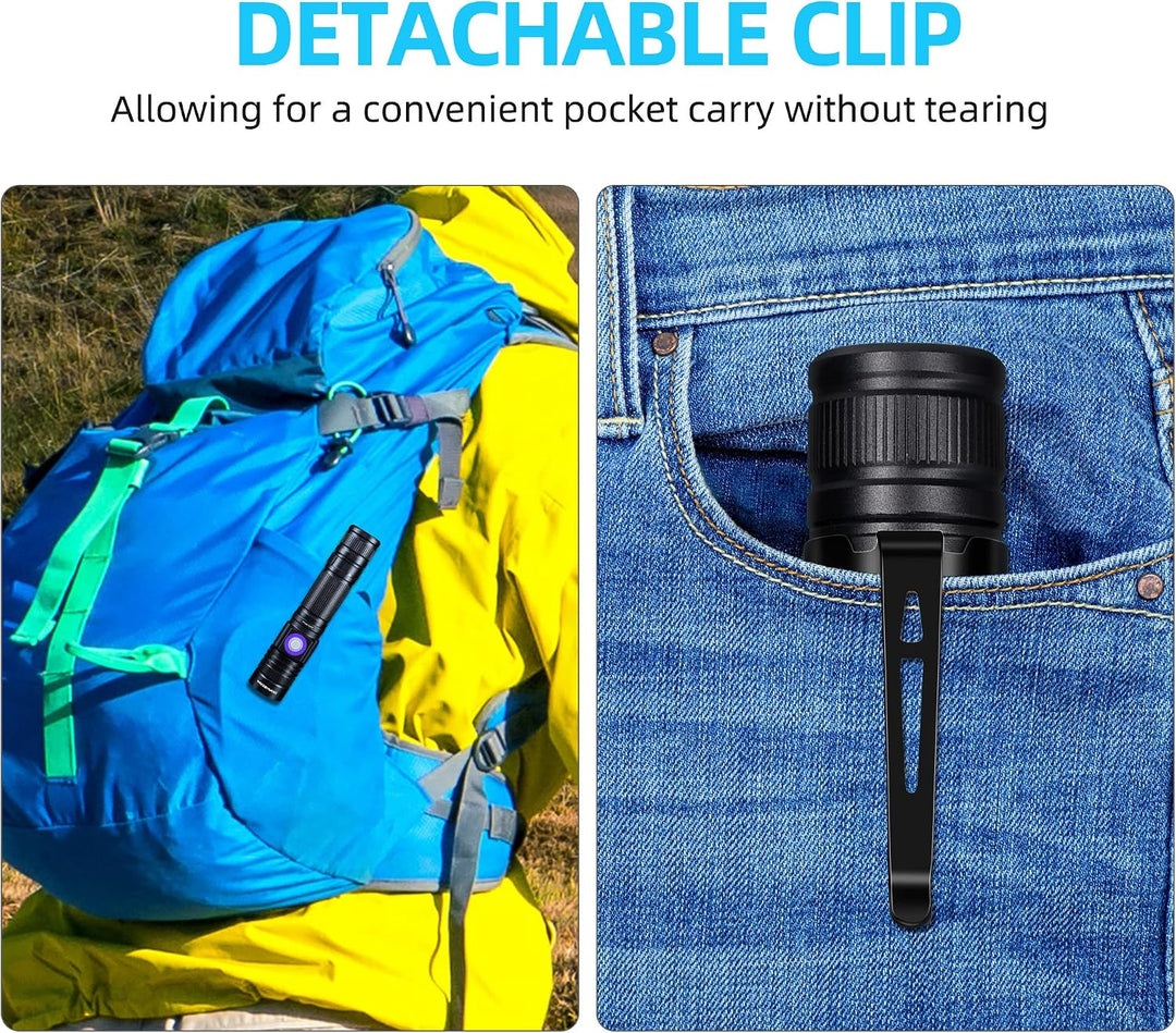 DARKBEAM UV Taschenlampe Schwarzlicht 365nm &amp; 395nm Wiederaufladbare, Woodsche Lampe USB Schwarzlich