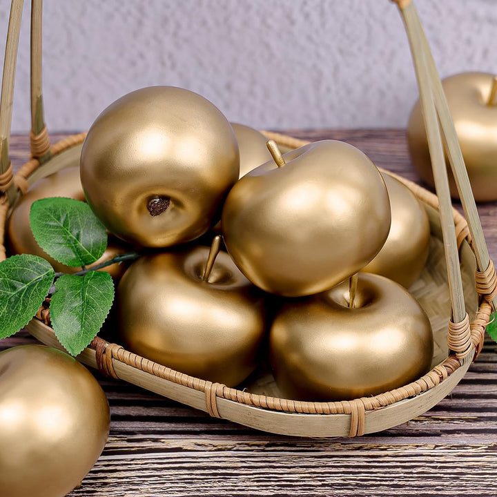 Gresorth 6 Stück Künstlich Gold Apfel Fälschung Äpfel Obst Zuhause Party Christmas Dekoration, Gold