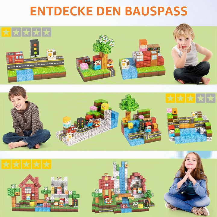 Vdealen 300 PCS Magnetische Bausteine, Stapelung Magnetwürfel Spielzeug für Kinder, STEM Montessori