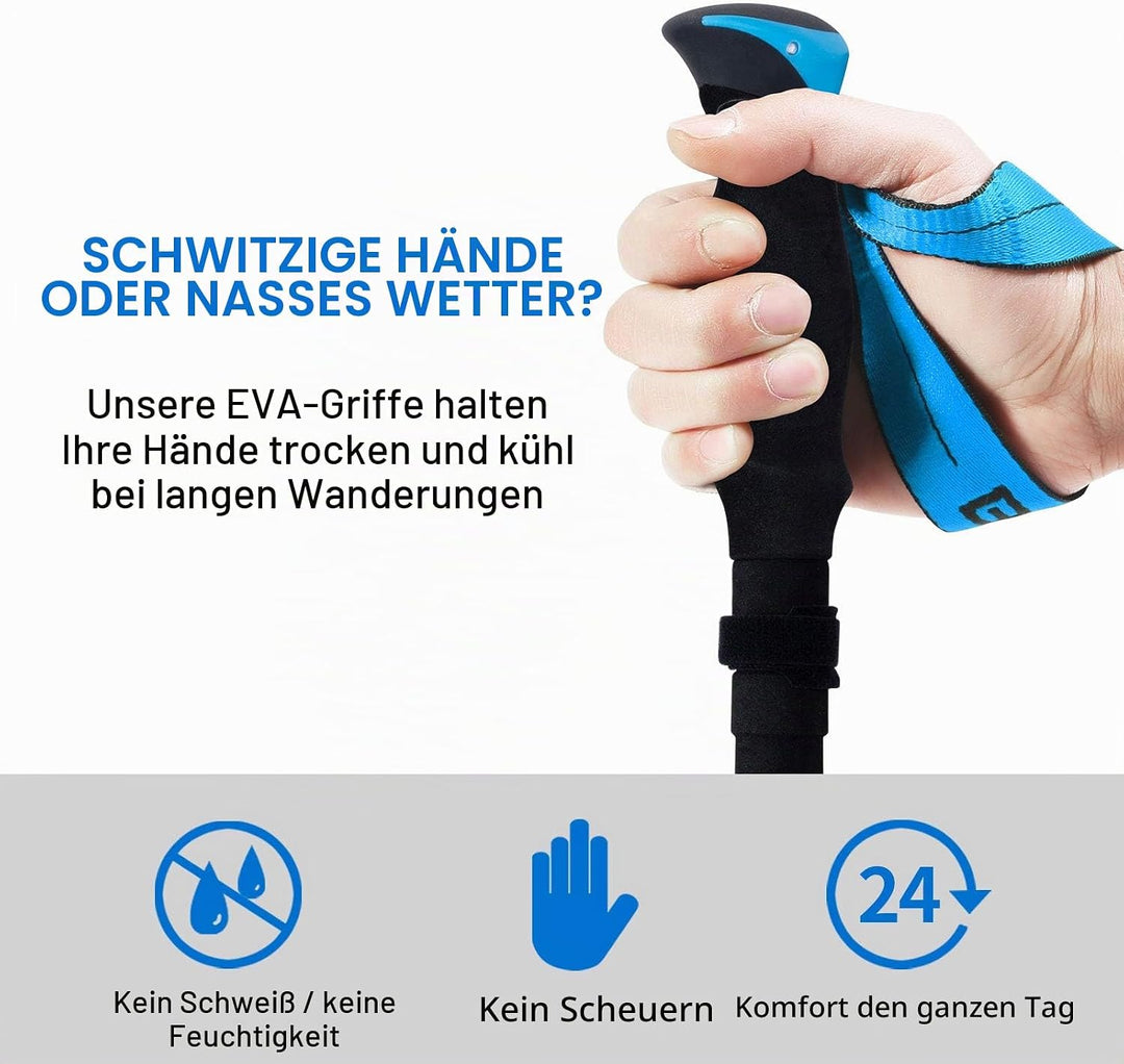 BISINNA Wanderstöcke Trekkingstöcke Nordic Walking Stöcke - 95-115 cm / 115-135 cm Faltbar Verstellb