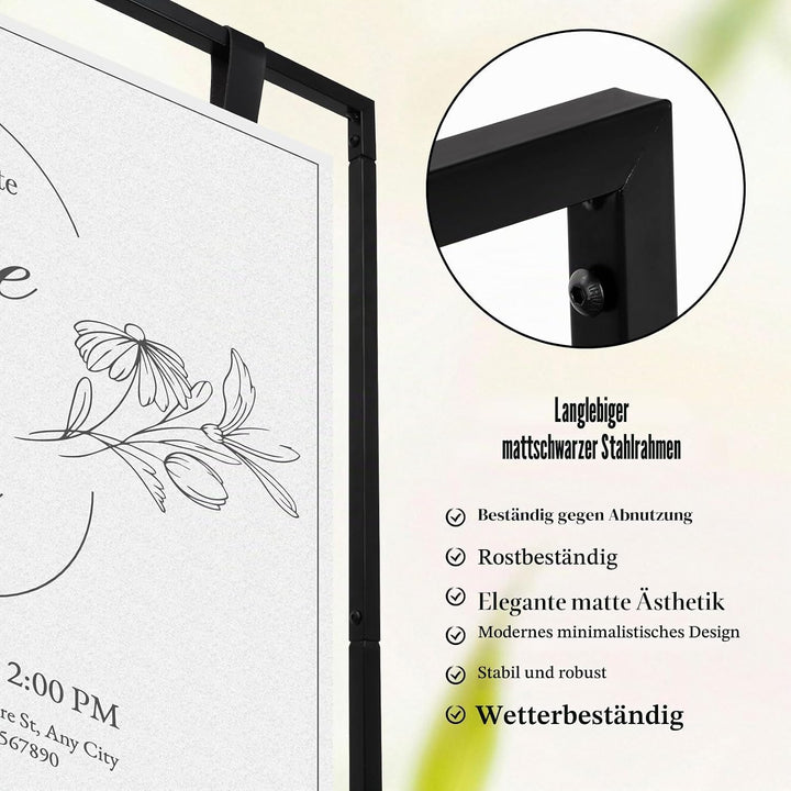 Hochzeitsplakatständer, 123 x 73 x 53 cm, Hochzeits-Willkommensschildständer, Staffelei für Schilder