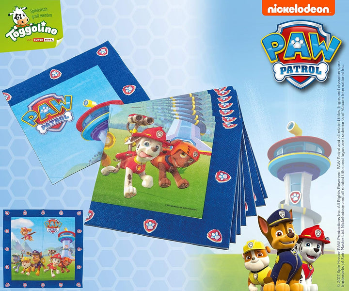 TIB Heyne 19710 - Partykoffer Paw Patrol, 51 Teile, Partygeschirr und Dekoration, Kindergeburtstag P