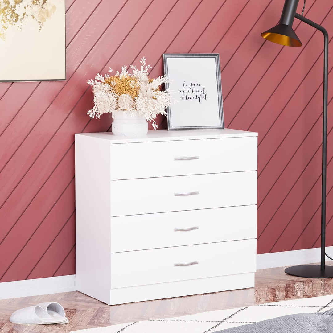 Vida Designs, weisse Kommode mit 4 Schubladen und Metallgriffen, Schlafzimmermöbel, Weiß