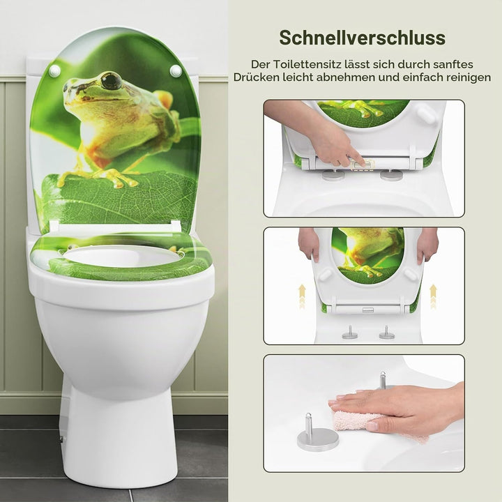 eSituro Toilettendeckel, WC Sitz mit Absenkautomatik, Klodeckel mit Schnellverschluss, 360° verstell