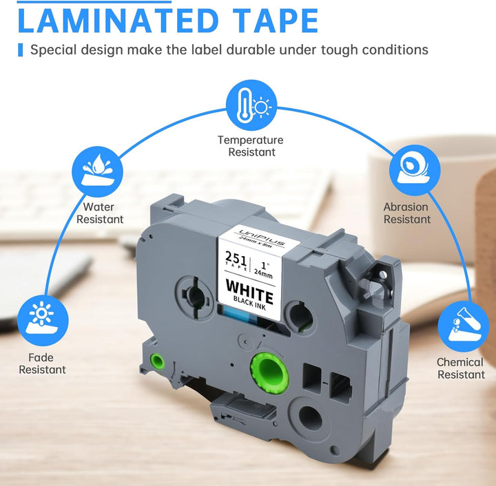 UniPlus 3x Kompatibel für Brother TZe24mm Etikettenbänder für Tze251 Tze-251 TZ-251 mit Brother P-to