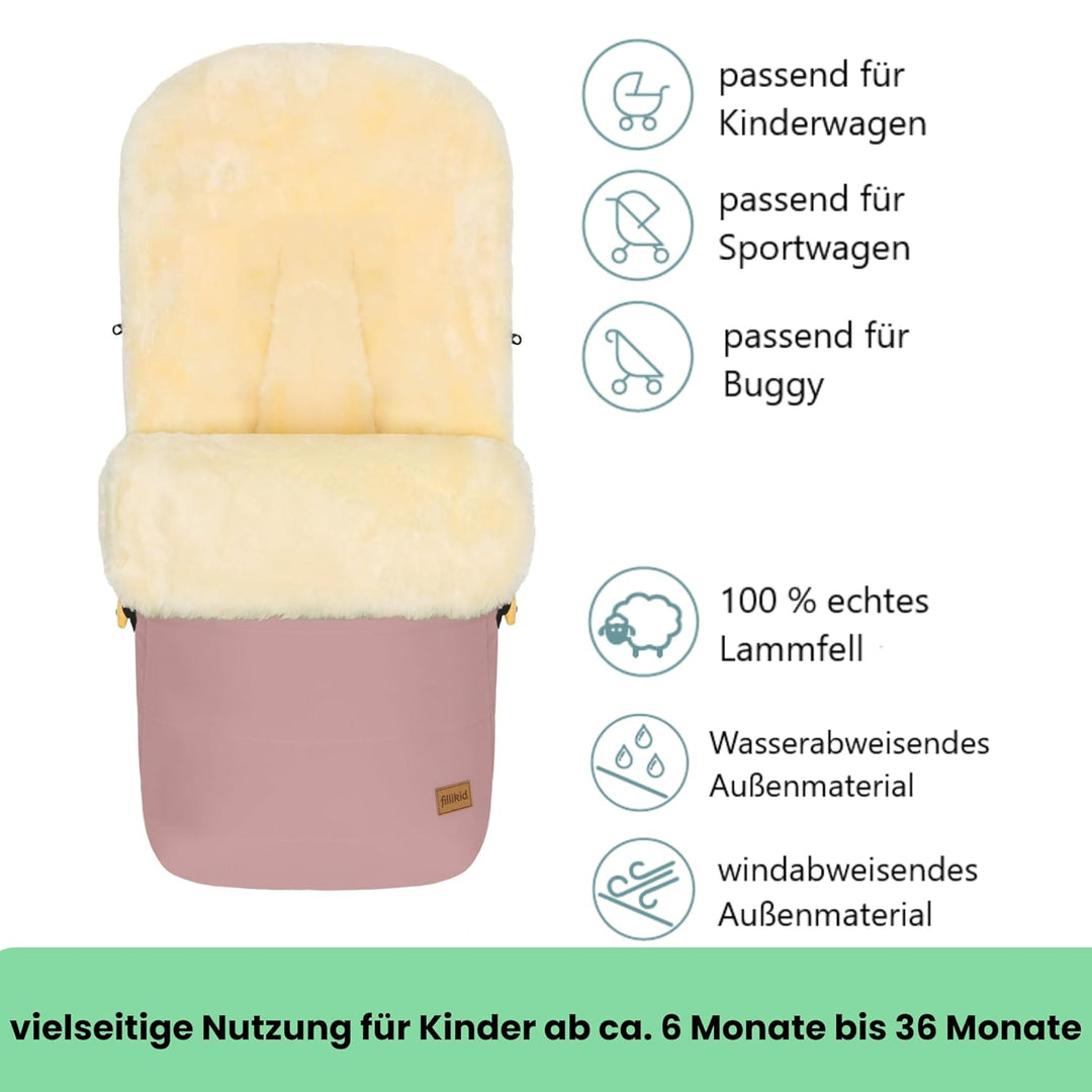 Fillikid Winterfusssack Bernia Lammfell Exklusiv Kinderwagen, Buggy | Winterfusssack wind- & wassera