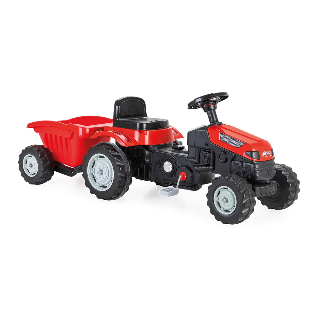 Lemodo Trettraktor ab 3 Jahre | Kinder Traktor in rot| Traktor zum draufsitzen | Kindertraktor mit A