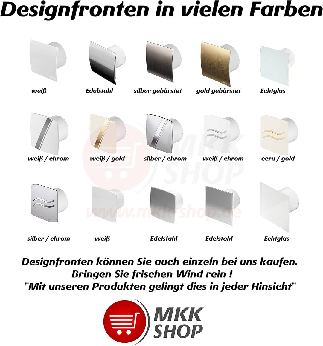 Ø 100 mm Design Badventilator Glasfront mit Timer/Nachlauf und Rückstauklappe WEG100T Lüfter Ventila
