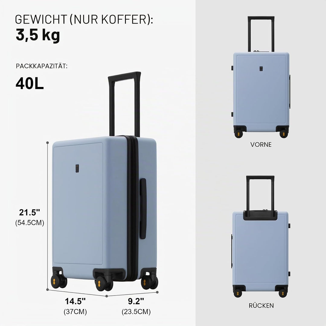 LEVEL8 Koffer Trolleys handgepäck Leichtgewicht 100% PC mit Organizer Set 4-teilig TSA Zahlenschloss