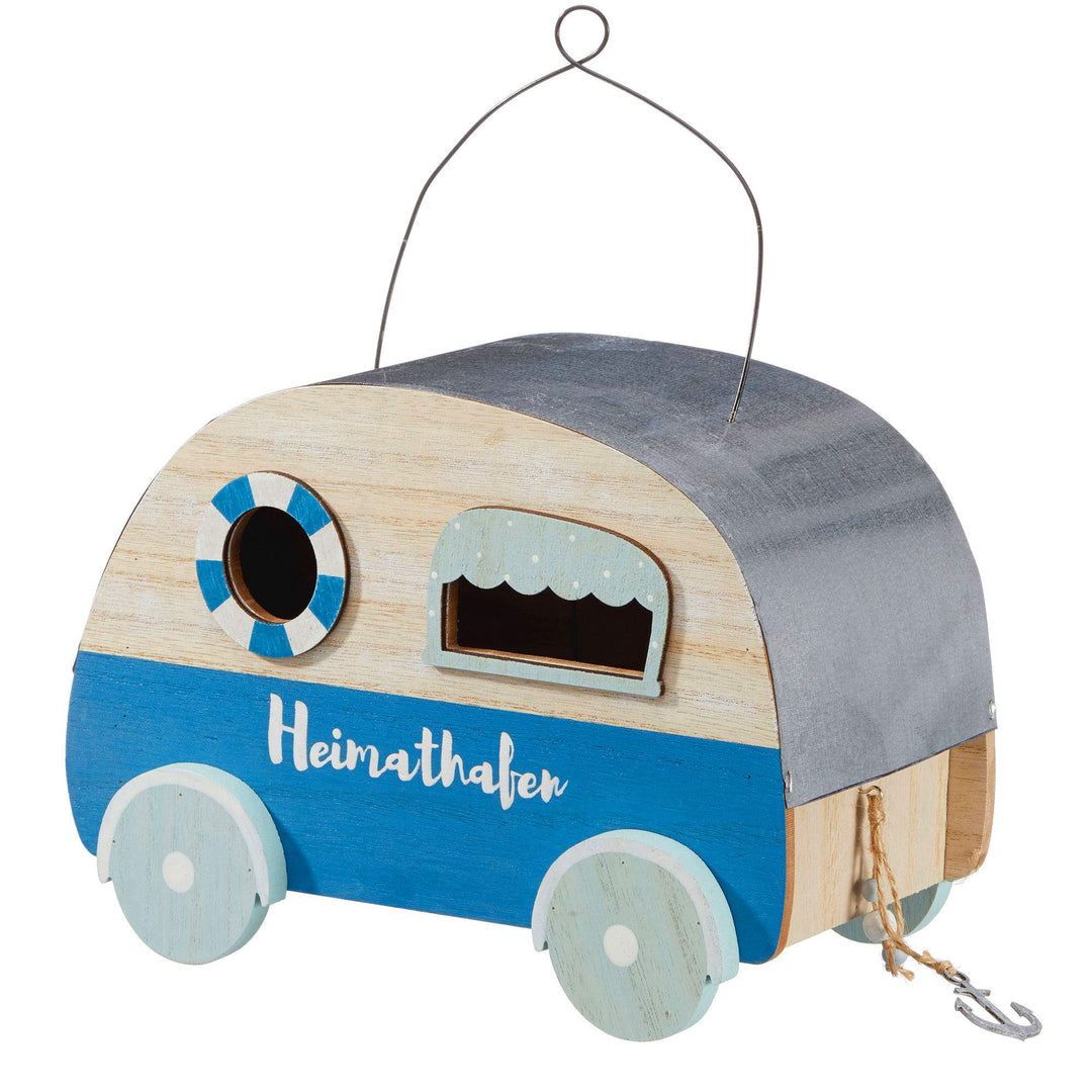 Cepewa Vogelhaus im Wohnwagen-Design Nistkasten Vogelkasten Futterstation