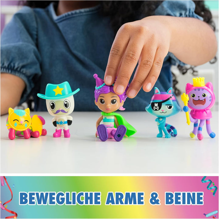 DREAMWORKS GABBY'S DOLLHOUSE - Party-Figuren Geschenkset, Party Gabby mit 6 Katzen-Figuren im festli