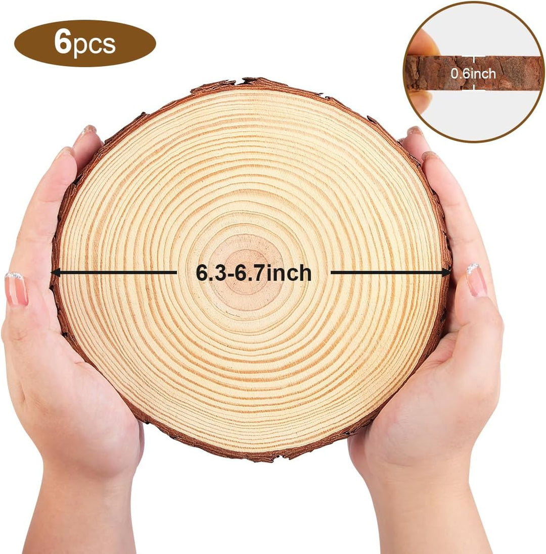 Philorn Holzscheiben 6 Stücke Runde Baumscheiben 16-17cm Holz Log Scheiben, Holzscheiben zum Basteln