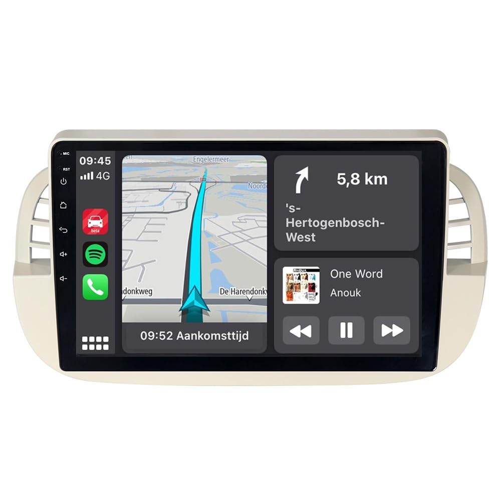 Autoradio für FIAT 500 500C 2007-2015, 9 Zoll Android 15 Octa-Core 4+64GB Bluetooth Autoradio mit Na