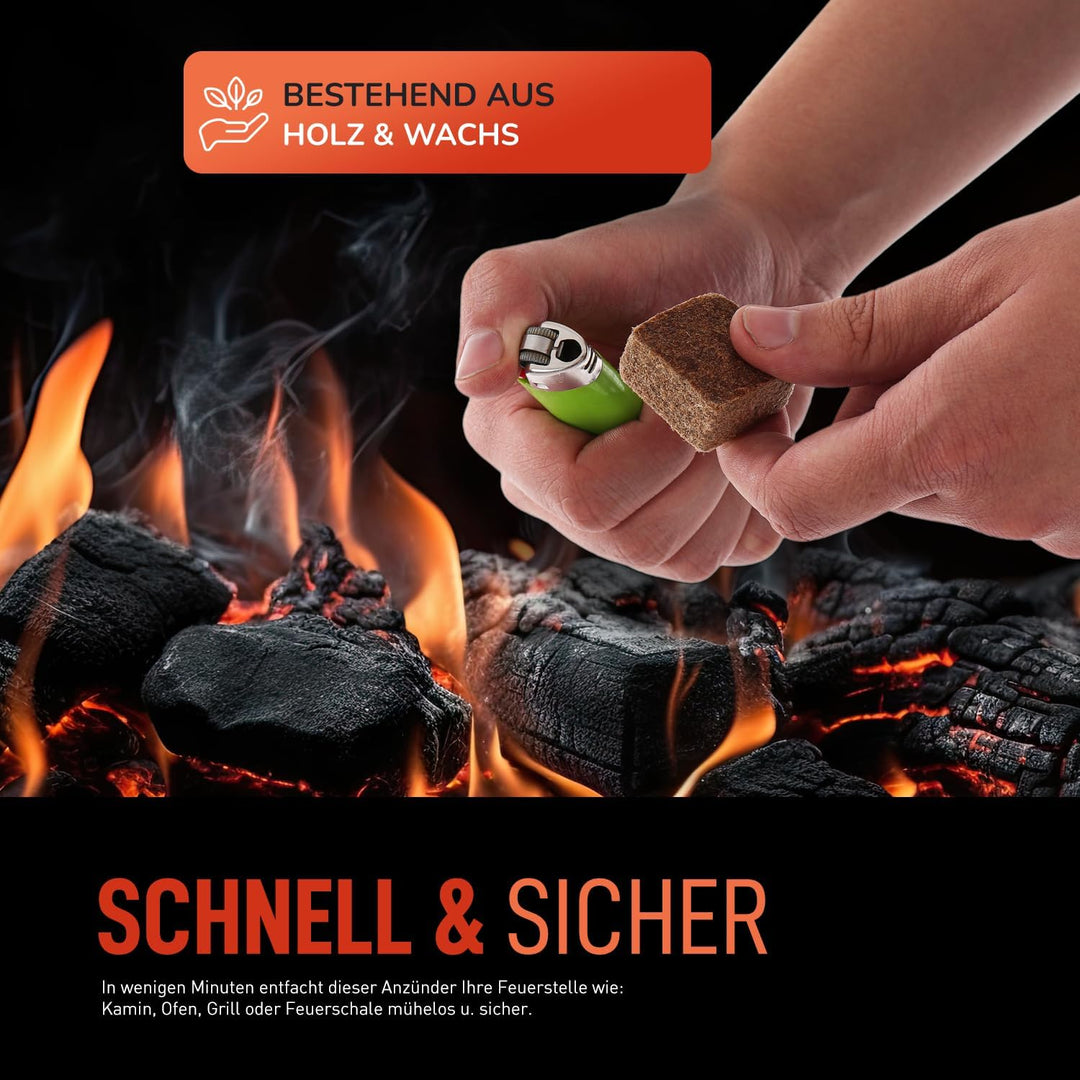 Flammingo® Ökologische Anzündwürfel, braun - ca. 875 Stk, 7 kg Karton - Brenndauer ca. 12 min pro Wü