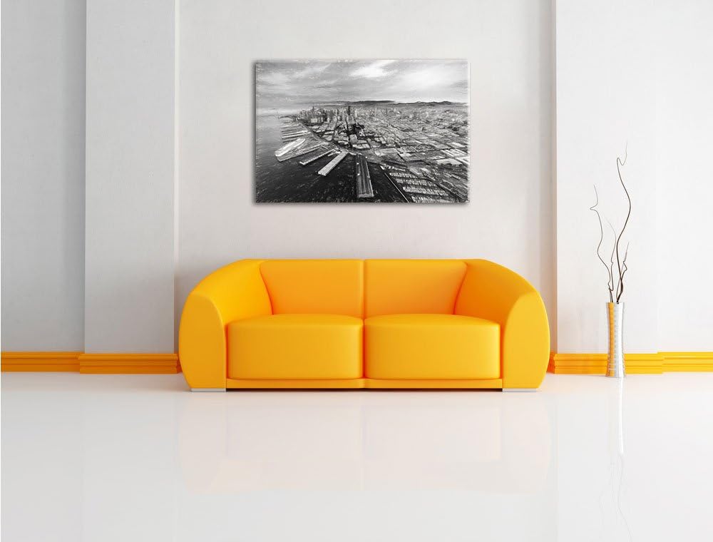 Pixxprint San Francisco bei Sonnenuntergang als Leinwandbild/Grösse: 100x70 cm/Wandbild/Kunstdruck/f