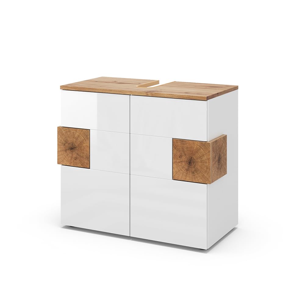 Vicco Waschbeckenunterschrank Eden, Weiss Hochglanz/Artisan-Eiche, 73.1 x 64 cm Weiss Waschtischunte