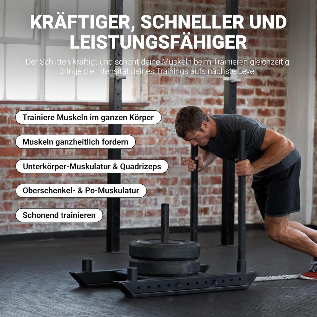 MSPORTS Gewichtsschlitten Premium - Power Sled, Powerschlitten, Sprint- und Zugschlitten, Schnellkra