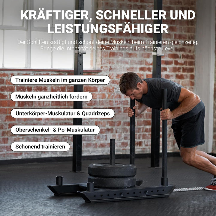 MSPORTS Gewichtsschlitten Premium - Power Sled, Powerschlitten, Sprint- und Zugschlitten, Schnellkra