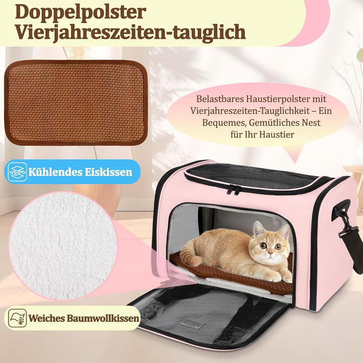 Katzentransporttasche für Katzen und kleine Hunde – Faltbar &amp; gut belüftete Hundebox. Katzentasche m