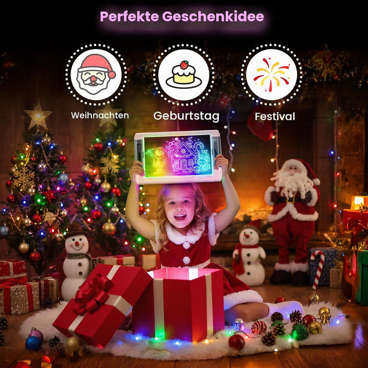 LED-Zeichentafel Wiederaufladbare, 15 Zoll Zeichenbrett &amp; Memoboard 9 Farben Lichteffekte Neon Kunst