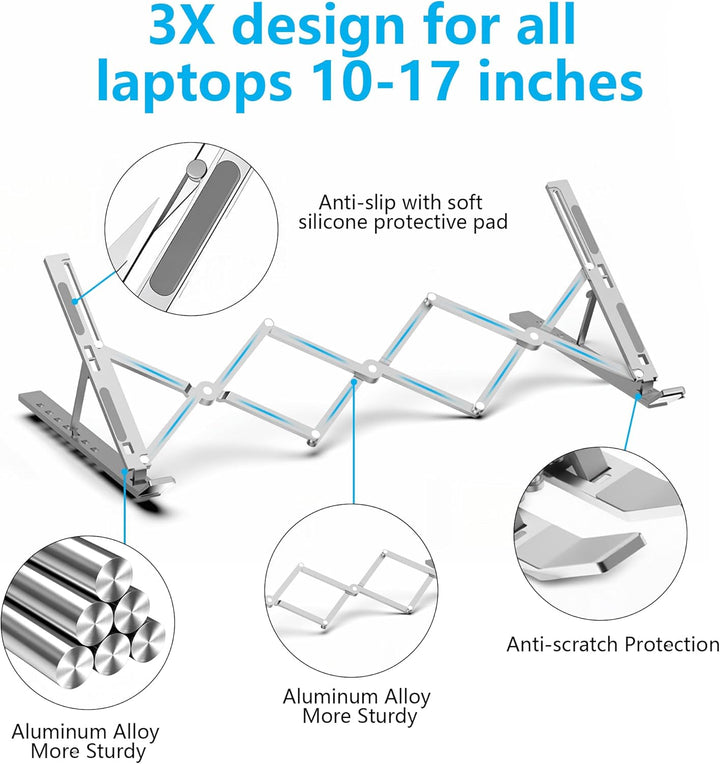 Laptop ständer aus Aluminium,Faltbarer,belüfteter Halter,laptopständer höhenverstellbar,Ergonomisch