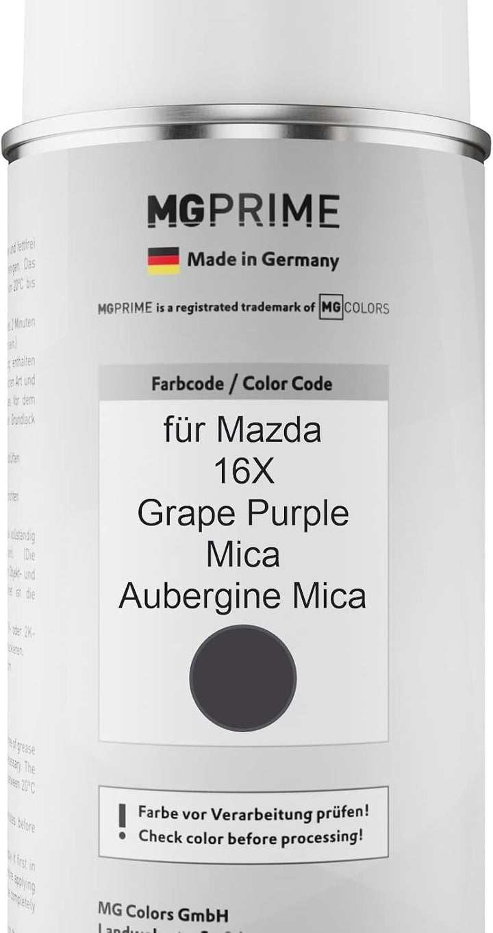 MG PRIME Autolack Sprühdosen Set für Mazda 16X Grape Purple Mica/Aubergine Mica Basislack Klarlack S