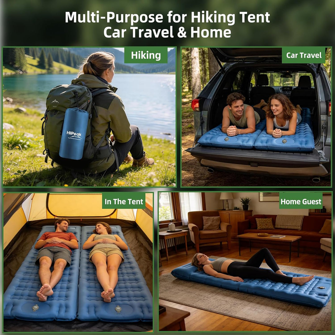 HiiPeak Ultraleichte Isomatte aufblasend - Luftmatratze Camping mit integrierter Fusspumpe & Kissen,